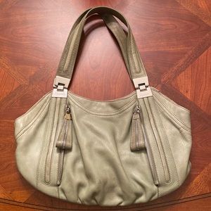 Authentic B. Makowsy Light Green Genuine Leather Hobo Handbag